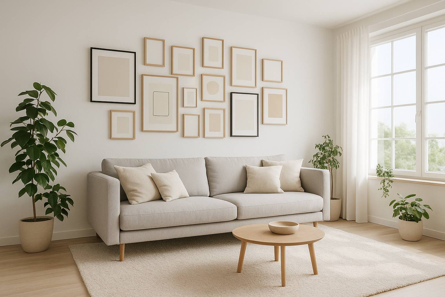 Cómo colocar cuadros en una pared grande del salón
