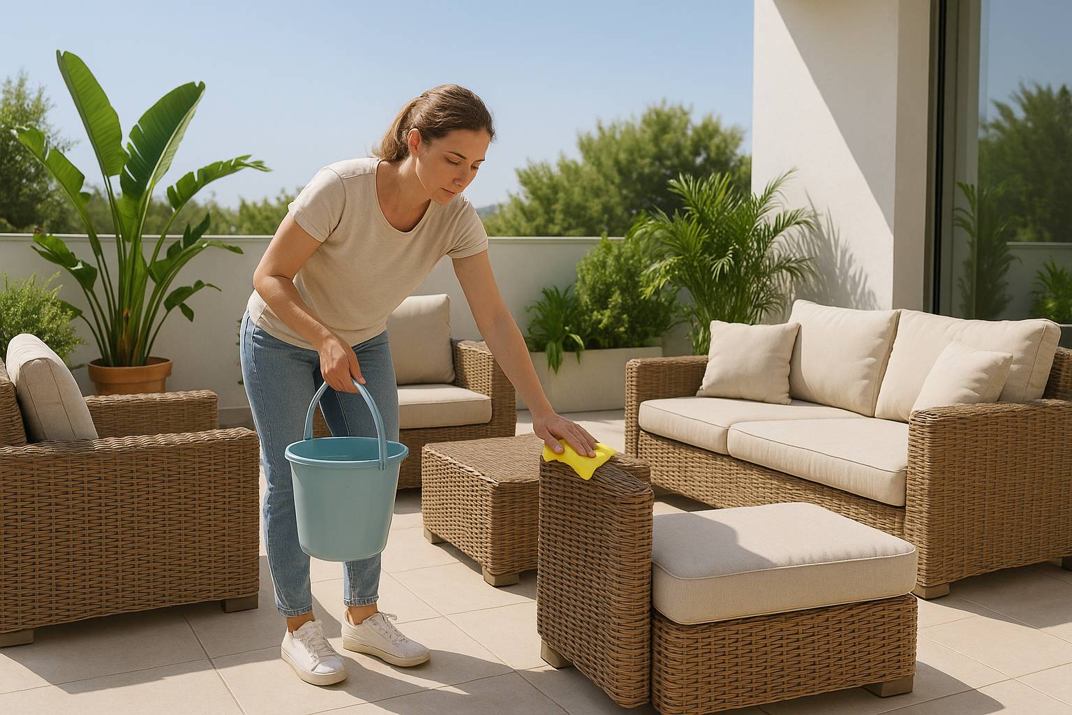 Cómo limpiar y cuidar muebles de ratán sintético