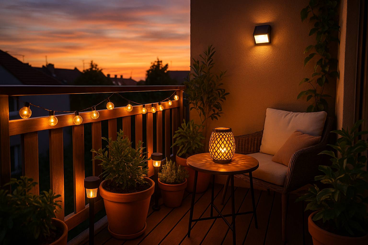 Ideas de iluminación solar para balcones pequeños sin instalación