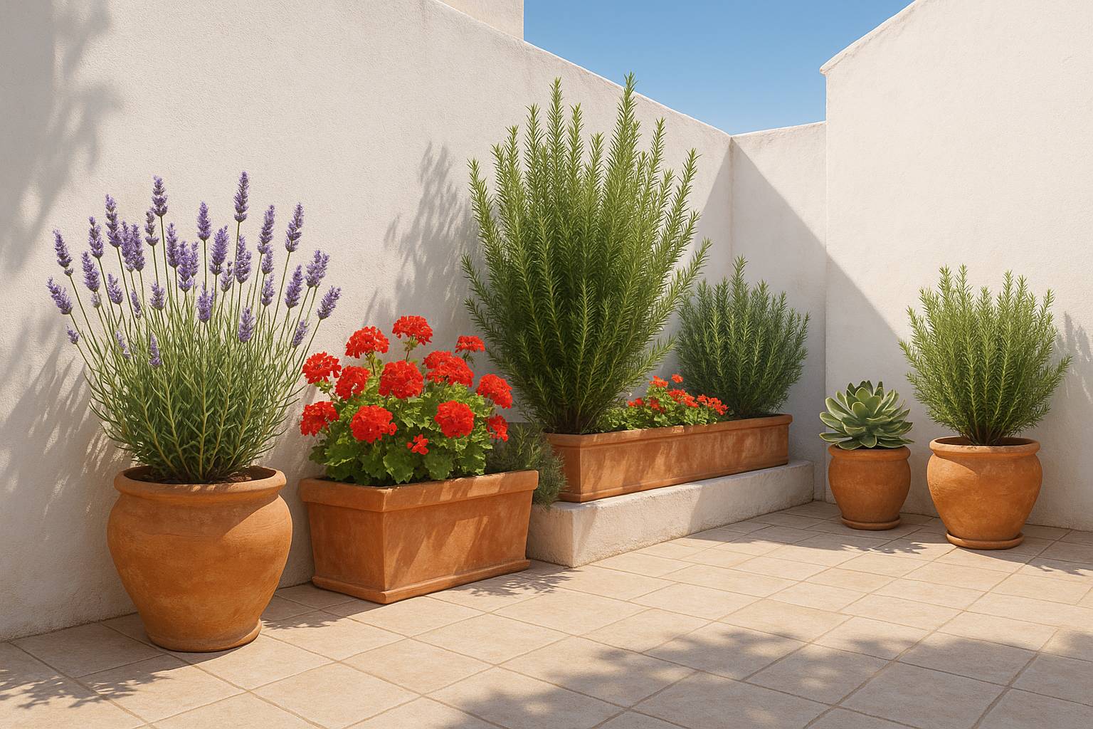 Plantas resistentes al sol para terrazas orientadas al sur